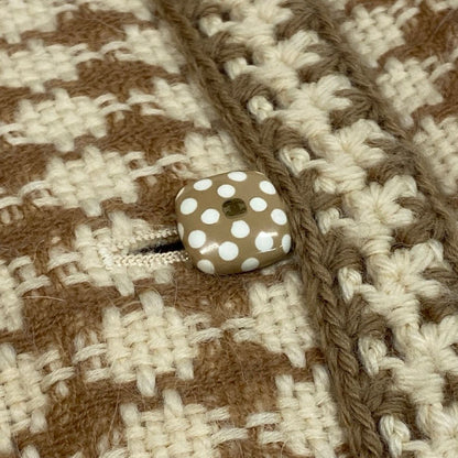 Chanel 00A Houndstooth Dot Pattern Button Tweed Coat Vintage Polka Dot Beige — view 7