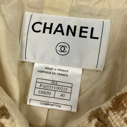 Chanel 00A Houndstooth Dot Pattern Button Tweed Coat Vintage Polka Dot Beige — view 8