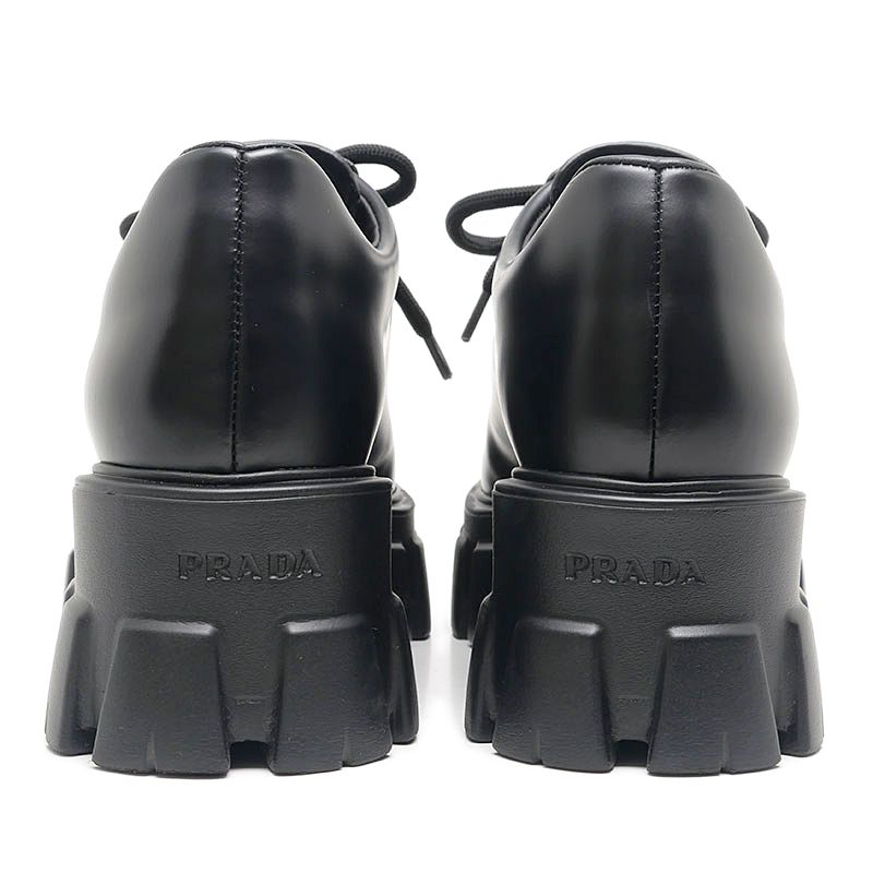 Prada Monolith Platform Loafers Black — view 2