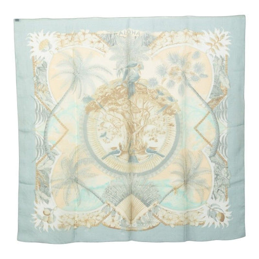 Hermes Carre 90 Aloha Scarf Blue Multicolor Silk