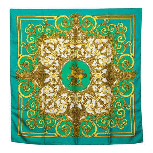Hermes Carre 90 les Tuileries Roulis Park Scarf Green Silk