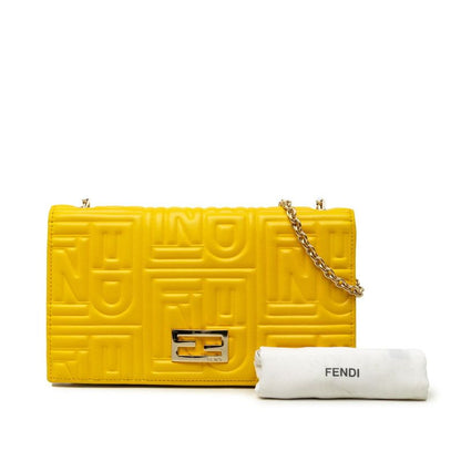Fendi Wallet Yellow Leather with Matelasse Chain — view 8