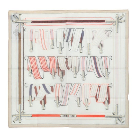 Hermes les Sangles en Finesse Scarf White Multicolor Cotton