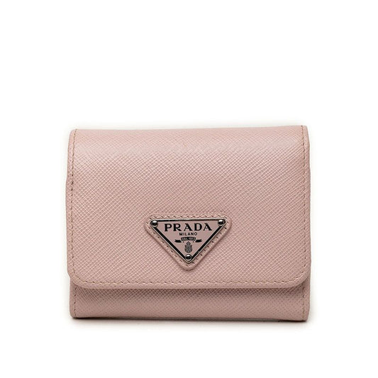 Prada Saffiano Trifold Wallet Light Pink Leather