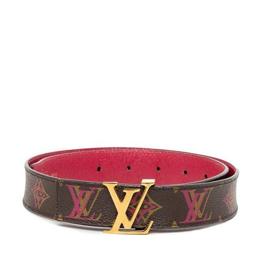 Louis Vuitton Monogram Ceinture LV Initial Belt 80/32 Brown Pink Leather