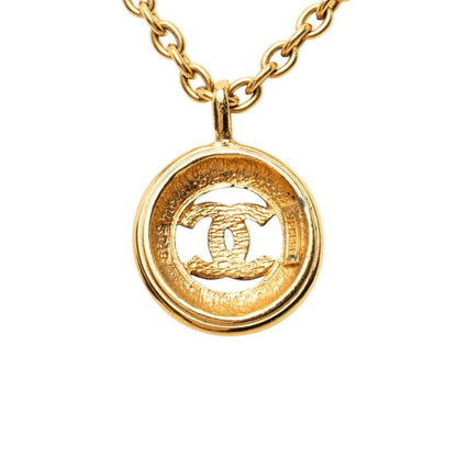 Chanel CC Logo Round Chain Pendant Gold Plated — view 2