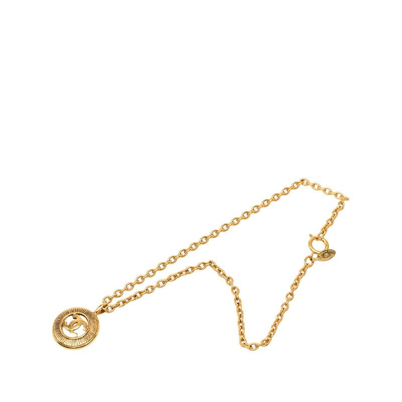 Chanel CC Logo Round Chain Pendant Gold Plated — view 3