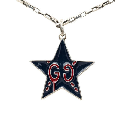 Gucci GG Ghost Star Chain Pendant Black Silver
