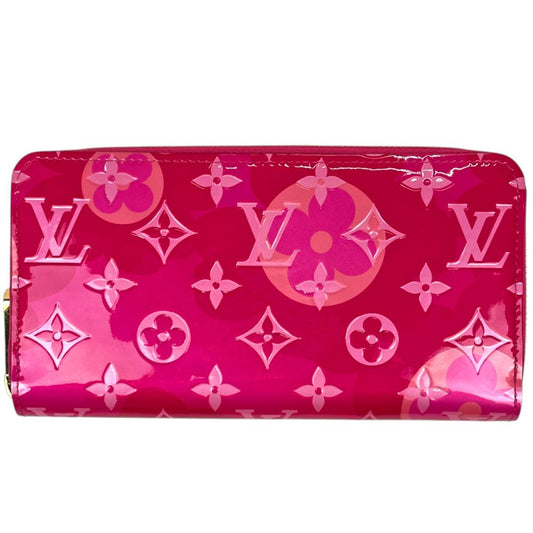 Louis Vuitton Zippy Wallet Zip Around Patent Monogram Vernis Fuchsia