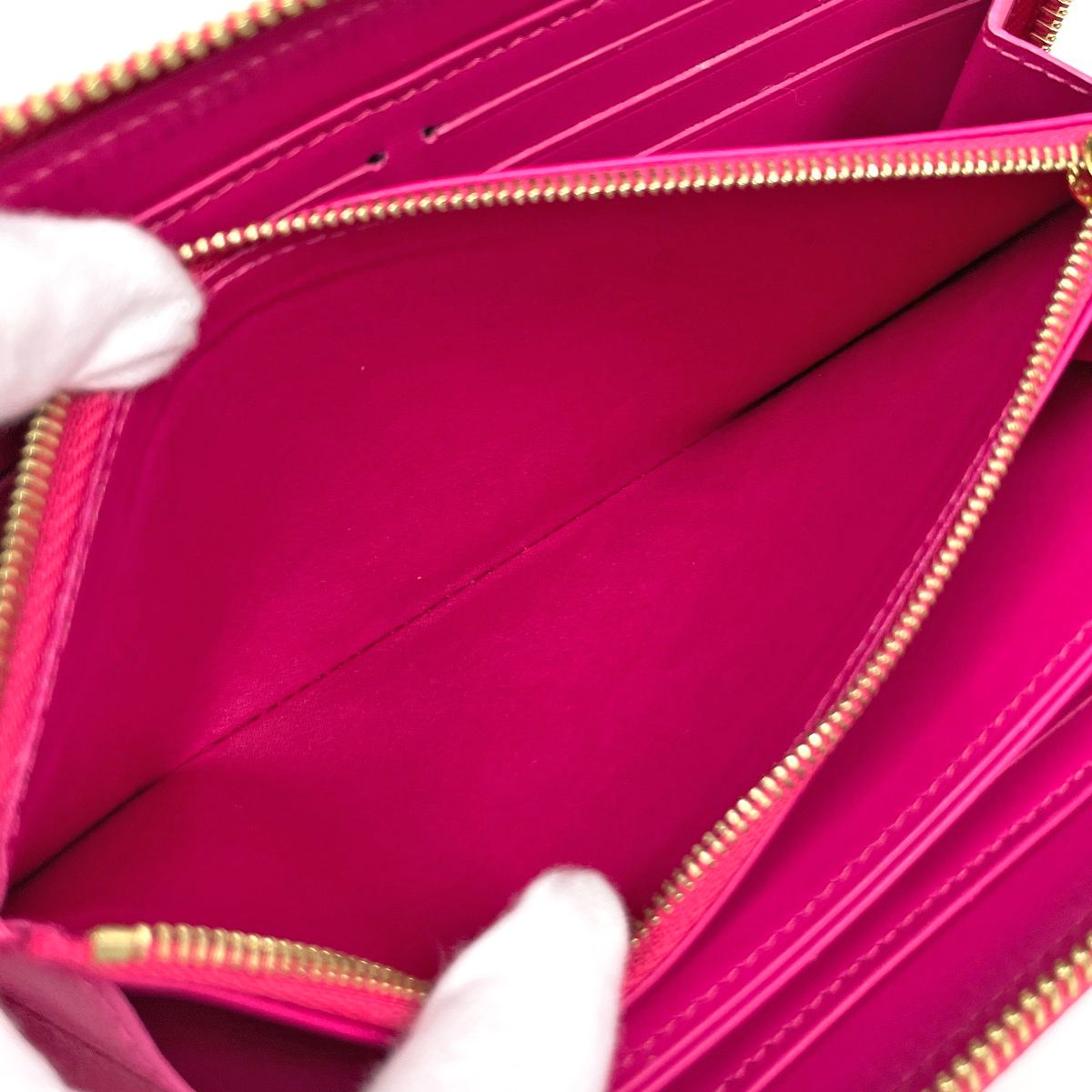 Louis Vuitton Zippy Wallet Zip Around Patent Monogram Vernis Fuchsia — view 8