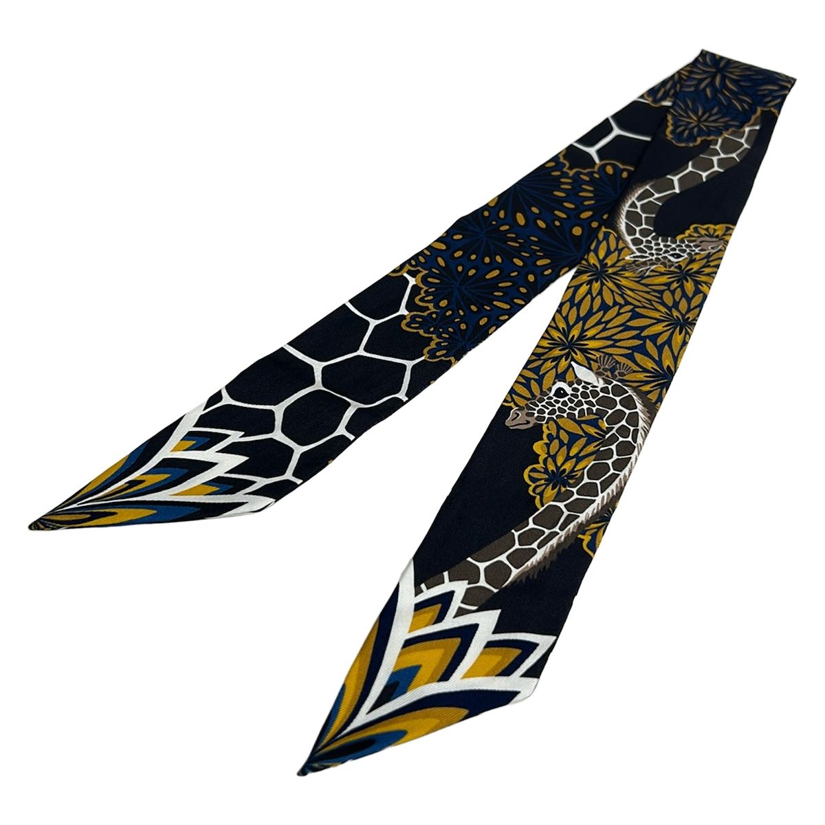 Hermes Scarf Twilly Black Yellow Brown the Three Graces Giraffe — view 4