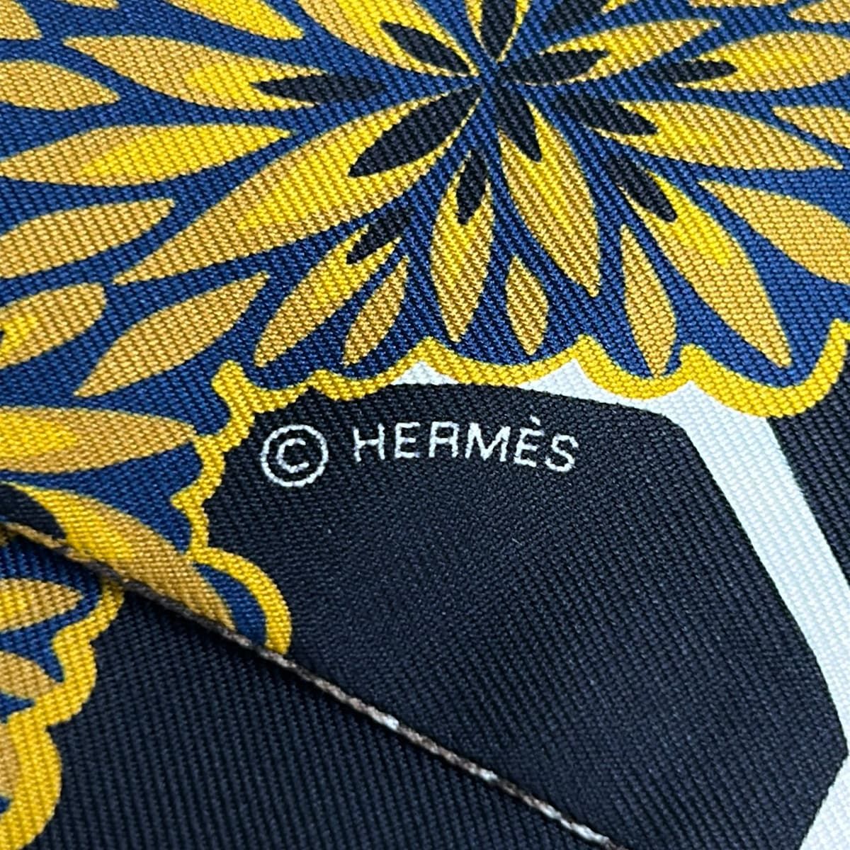 Hermes Scarf Twilly Black Yellow Brown the Three Graces Giraffe — view 2