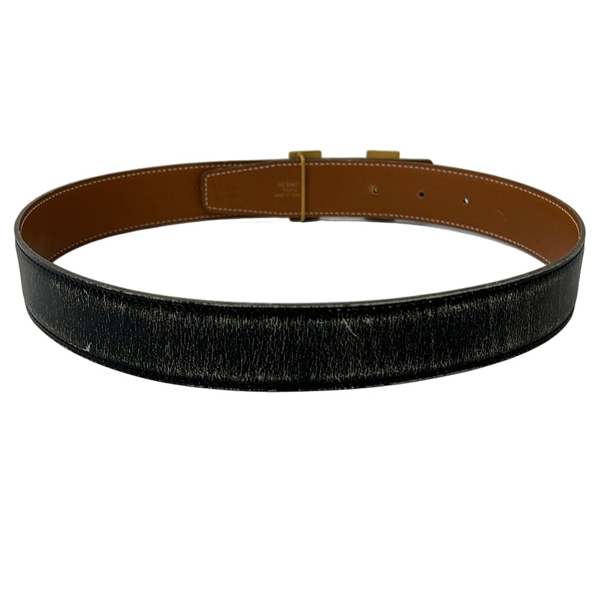 Hermes Belt 65 H Black Gold Reversible Leather — view 2