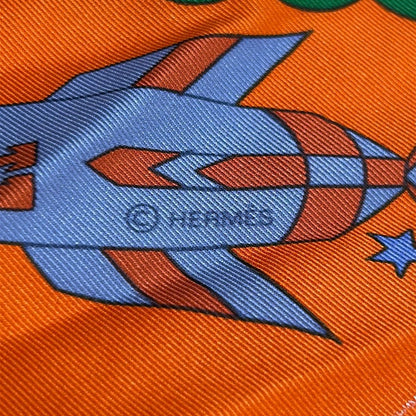 Hermes Scarf Carre 70 Orange Green Multi Un Week End Dans L'espace — view 2