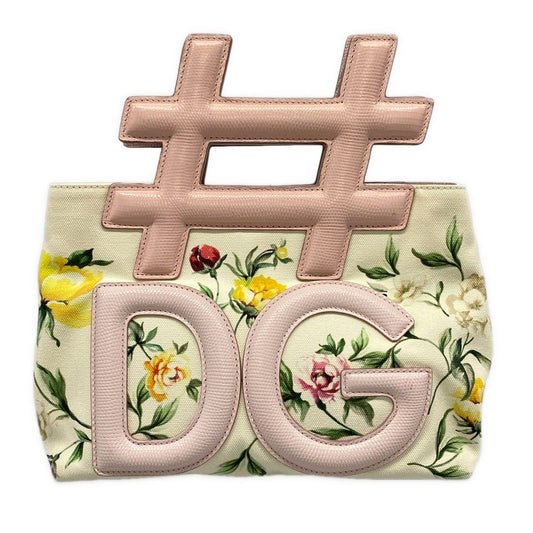 Dolce & Gabbana Tote Bag Instagram Ivory Pink Multi Floral Embossed Leather