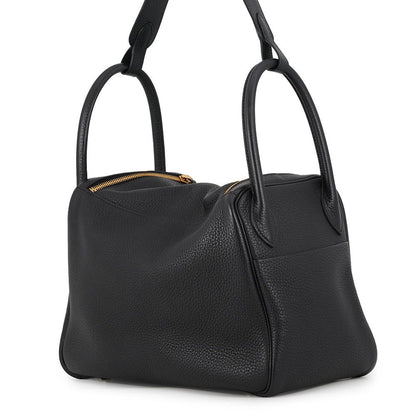 Hermes Lindy 30 Black Gold Taurillon Clemence 2-Way Shoulder Bag — view 2