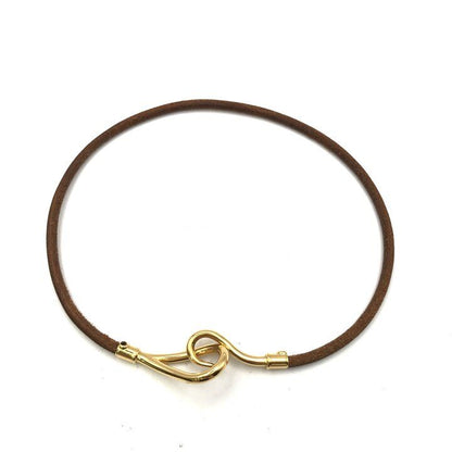 Hermes Jumbo Bracelet Brown Leather Gold — view 2