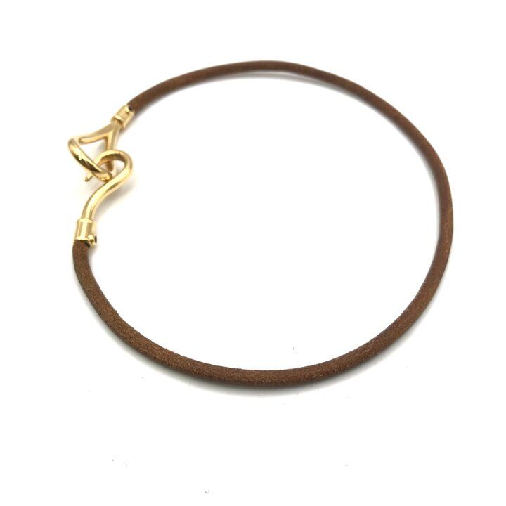 Hermes Jumbo Bracelet Brown Leather Gold — view 3