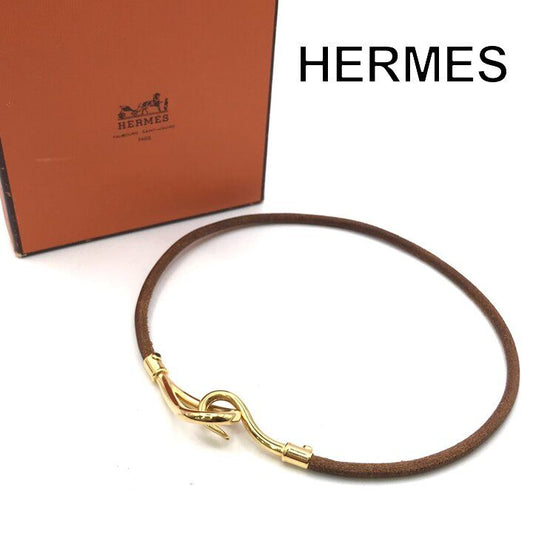 Hermes Jumbo Bracelet Brown Leather Gold