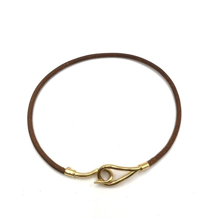 Hermes Jumbo Bracelet Brown Leather Gold — view 6