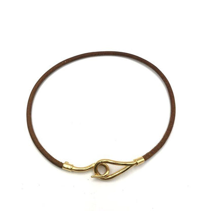 Hermes Jumbo Bracelet Brown Leather Gold — view 6