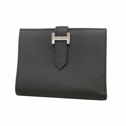 Hermes Wallet Bearn Compact Veau Epsom Black Silver