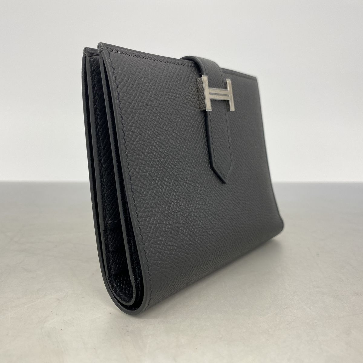 Hermes Wallet Bearn Compact Veau Epsom Black Silver — view 2
