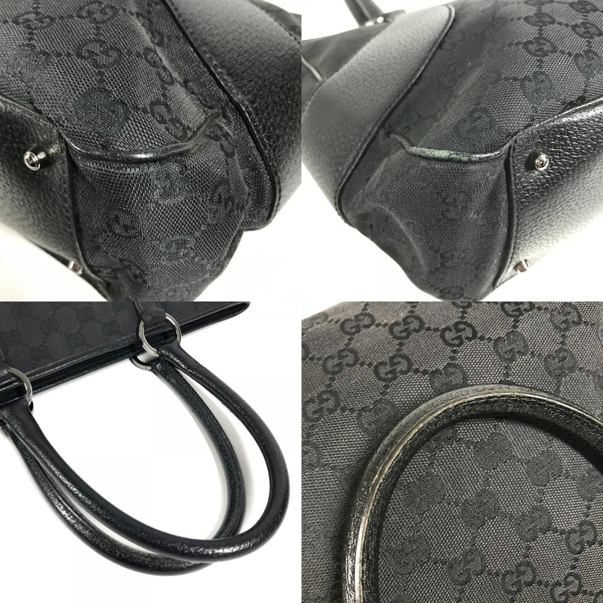 Gucci Shoulder Bag GG Logo Canvas Leather Black — view 8