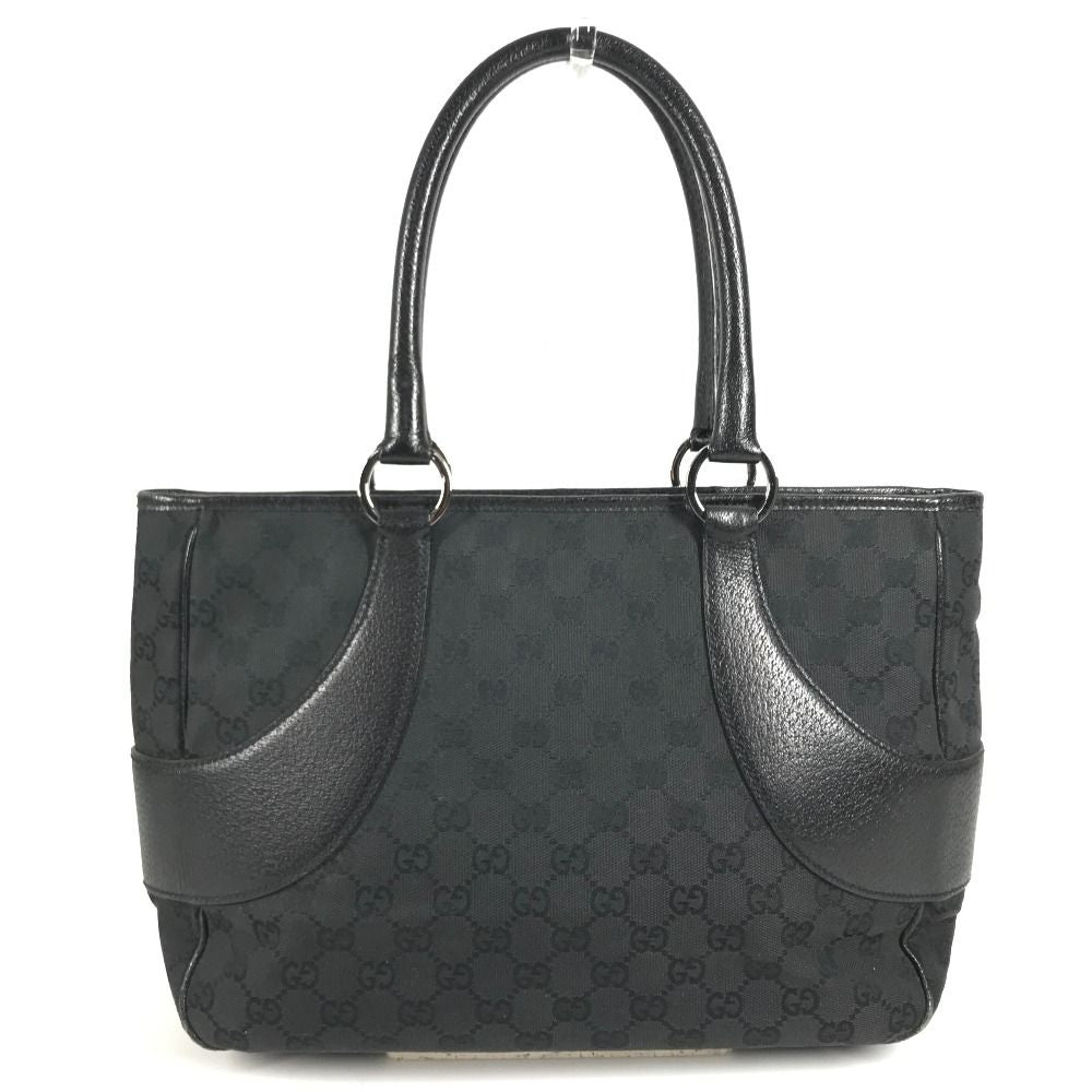 Gucci Shoulder Bag GG Logo Canvas Leather Black