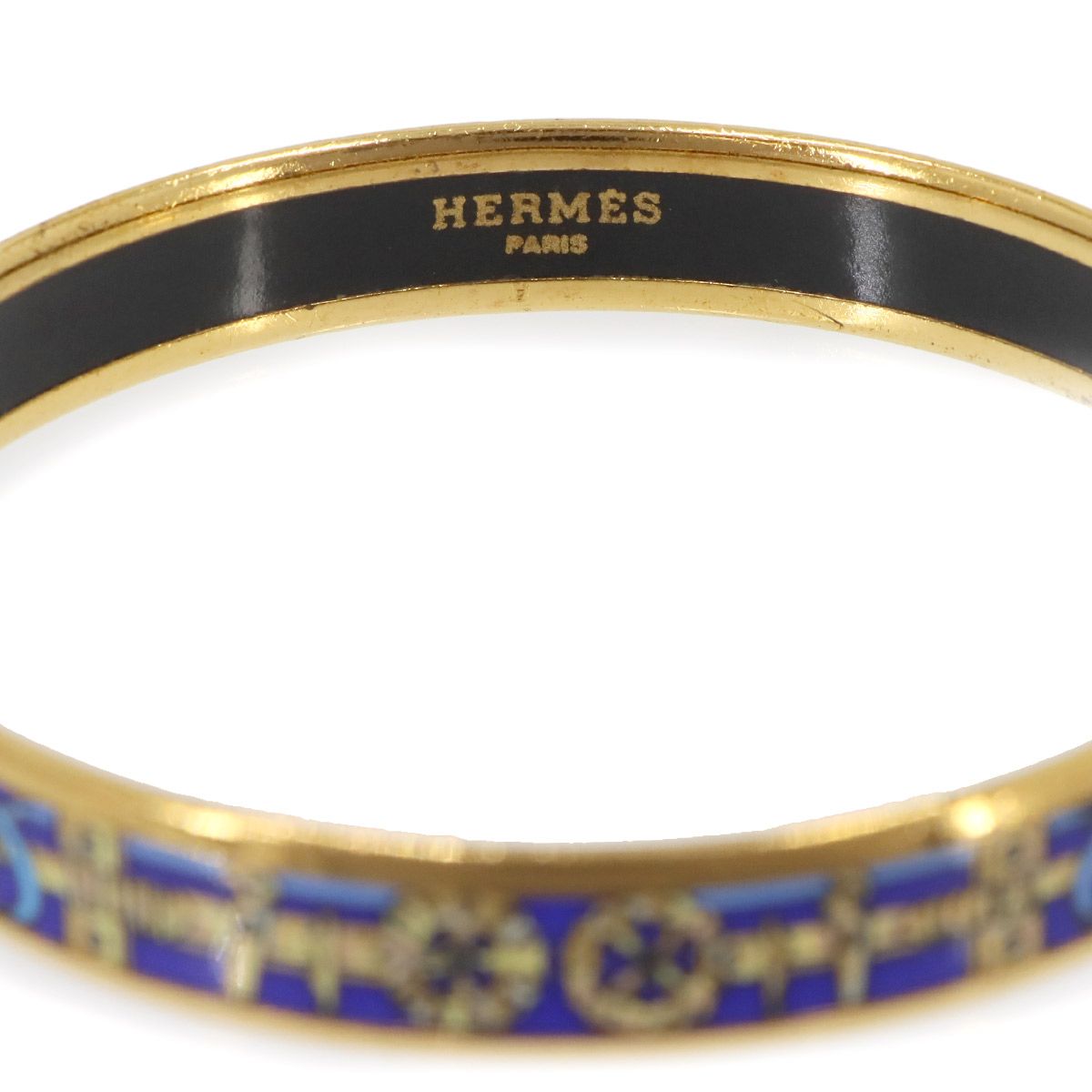Hermes Enamel PM Bangle Bracelet Blue Gold Email PM — view 3