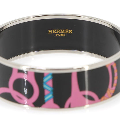 Hermes Enamel GM Bangle Bracelet Black Silver Email GM — view 4