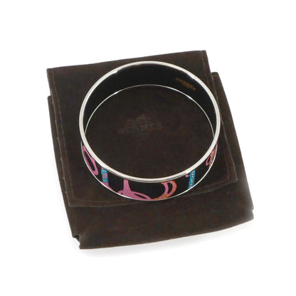 Hermes Enamel GM Bangle Bracelet Black Silver Email GM — view 2