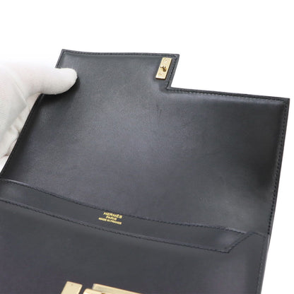 Hermes Verrou Clutch Box Calf Black Gold — view 6