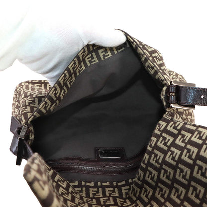 Fendi Zucchino Mamma Baguette Shoulder Bag Canvas Brown Gunmetal — view 6