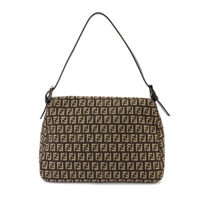 Fendi Zucchino Mamma Baguette Shoulder Bag Canvas Brown Gunmetal — view 2