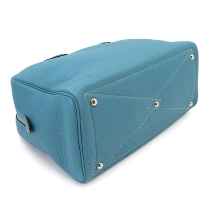 Hermes Victoria 35 Hand Bag Taurillon Clemence Blue Jean Silver — view 5