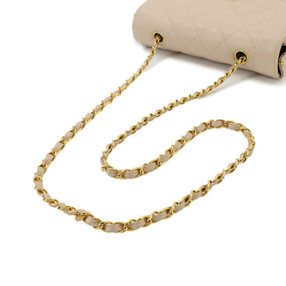 Chanel Diana Quilted 22 Chain Shoulder Bag Caviar Leather Pink Beige Vintage — view 6