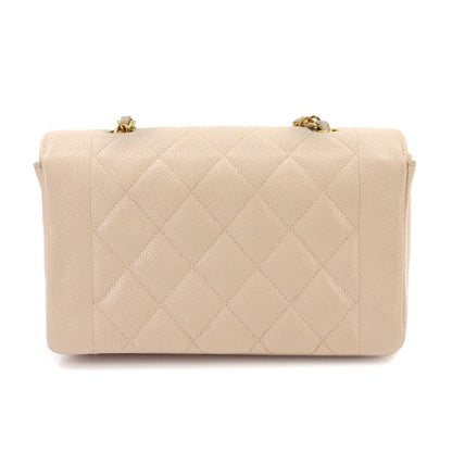 Chanel Diana Quilted 22 Chain Shoulder Bag Caviar Leather Pink Beige Vintage — view 3