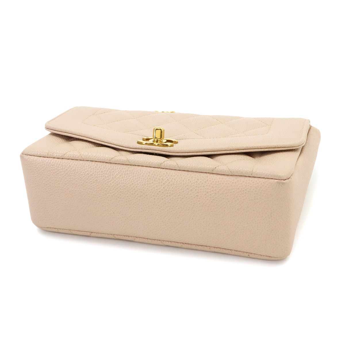 Chanel Diana Quilted 22 Chain Shoulder Bag Caviar Leather Pink Beige Vintage — view 5
