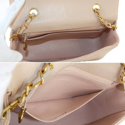 Chanel Diana Quilted 22 Chain Shoulder Bag Caviar Leather Pink Beige Vintage — view 7