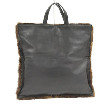 Loewe Fur Handbag Leather Brown Black — view 2