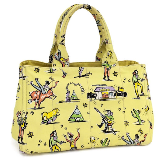 Prada Canapa Western Pattern Tote Bag