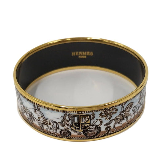 Hermes Enamel GM Bangle Plated Gold Bracelet