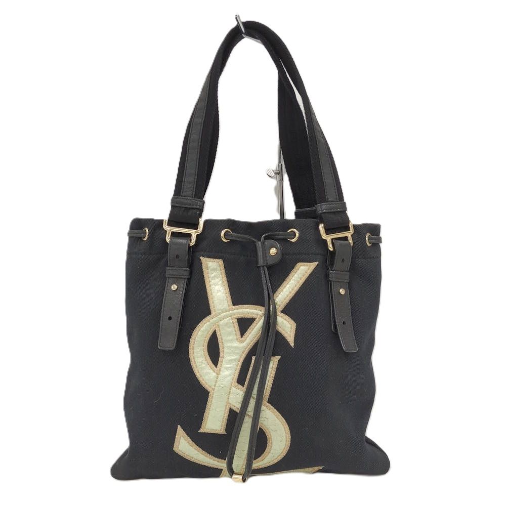 Saint Laurent Kahara Handbag Canvas Leather