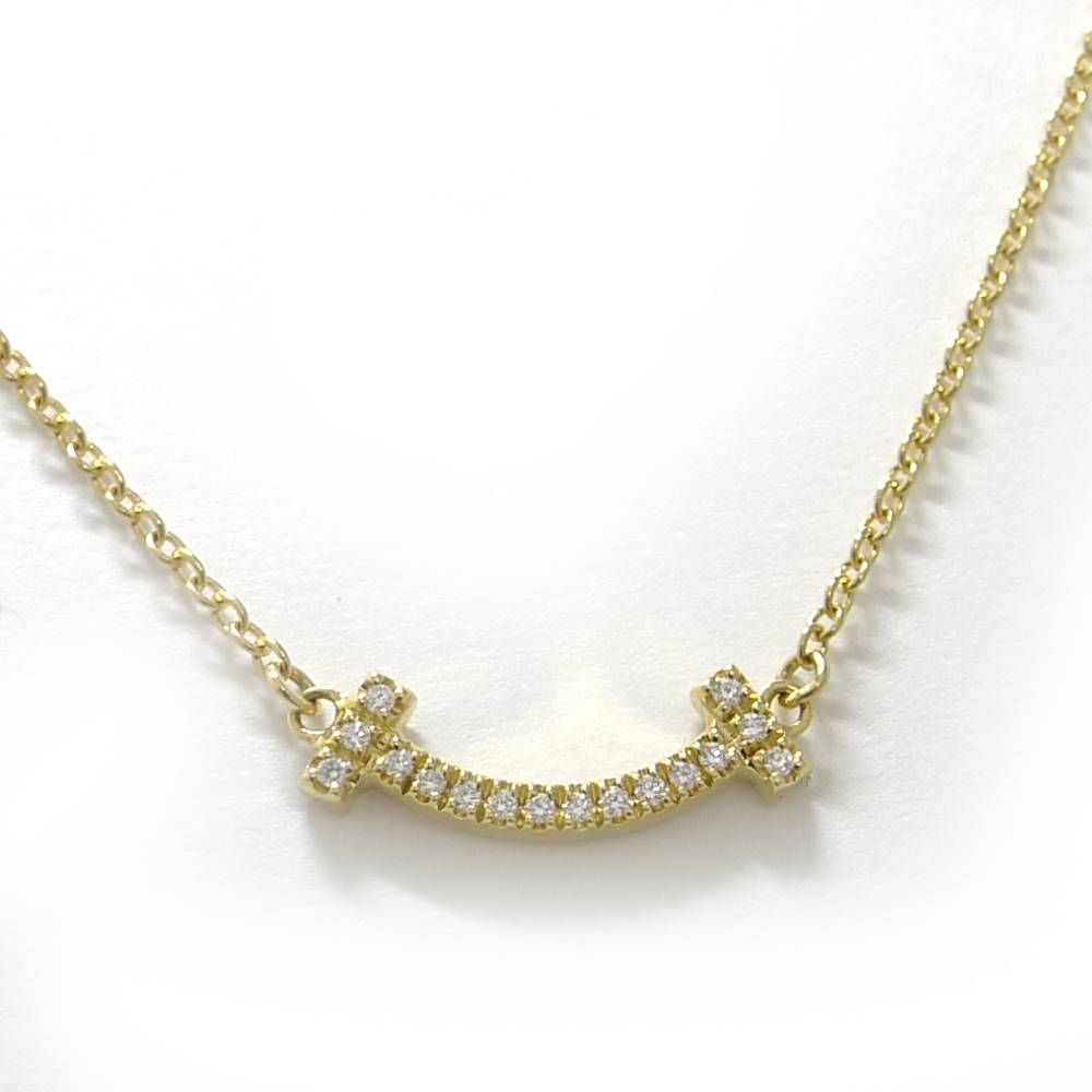 Tiffany & Co Tiffany T Smile Mini Diamond Necklace Yellow Gold