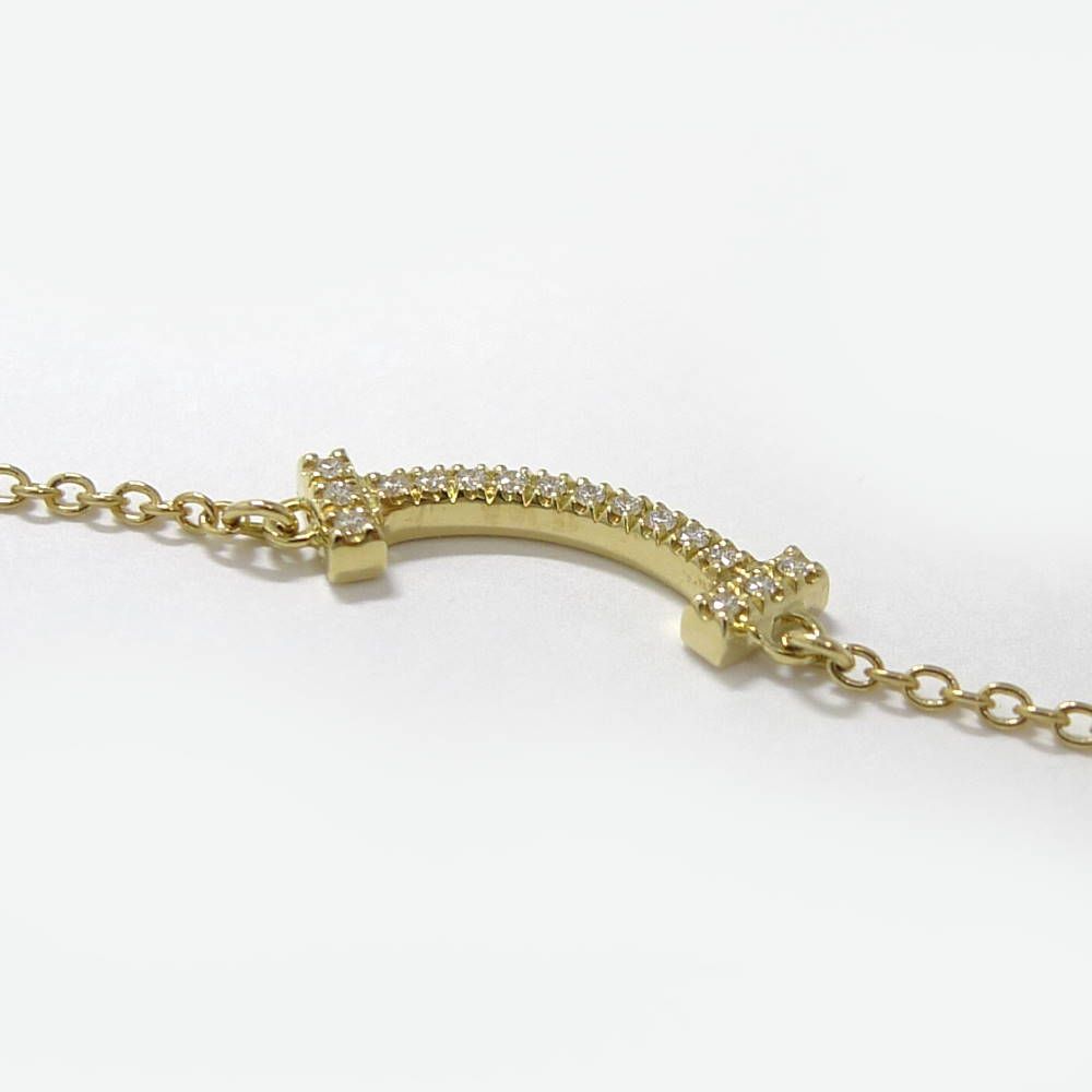 Tiffany & Co Tiffany T Smile Mini Diamond Necklace Yellow Gold — view 4
