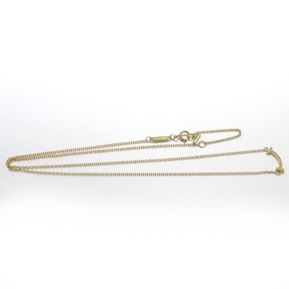 Tiffany & Co Tiffany T Smile Mini Diamond Necklace Yellow Gold — view 3