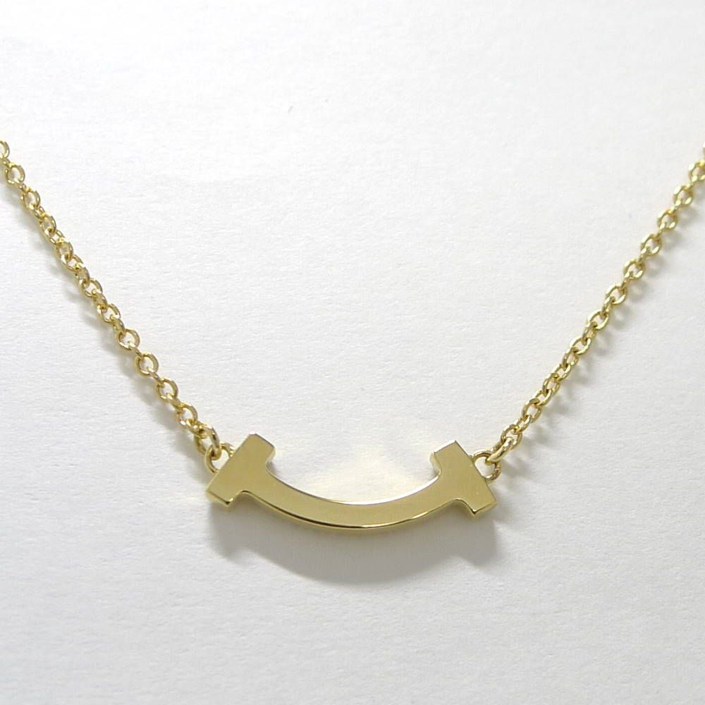 Tiffany & Co Tiffany T Smile Mini Diamond Necklace Yellow Gold — view 2