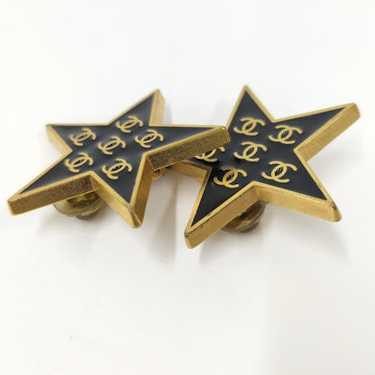 Chanel Earrings Star CC Logo Coco CC Plated Black Gold 01P — view 3
