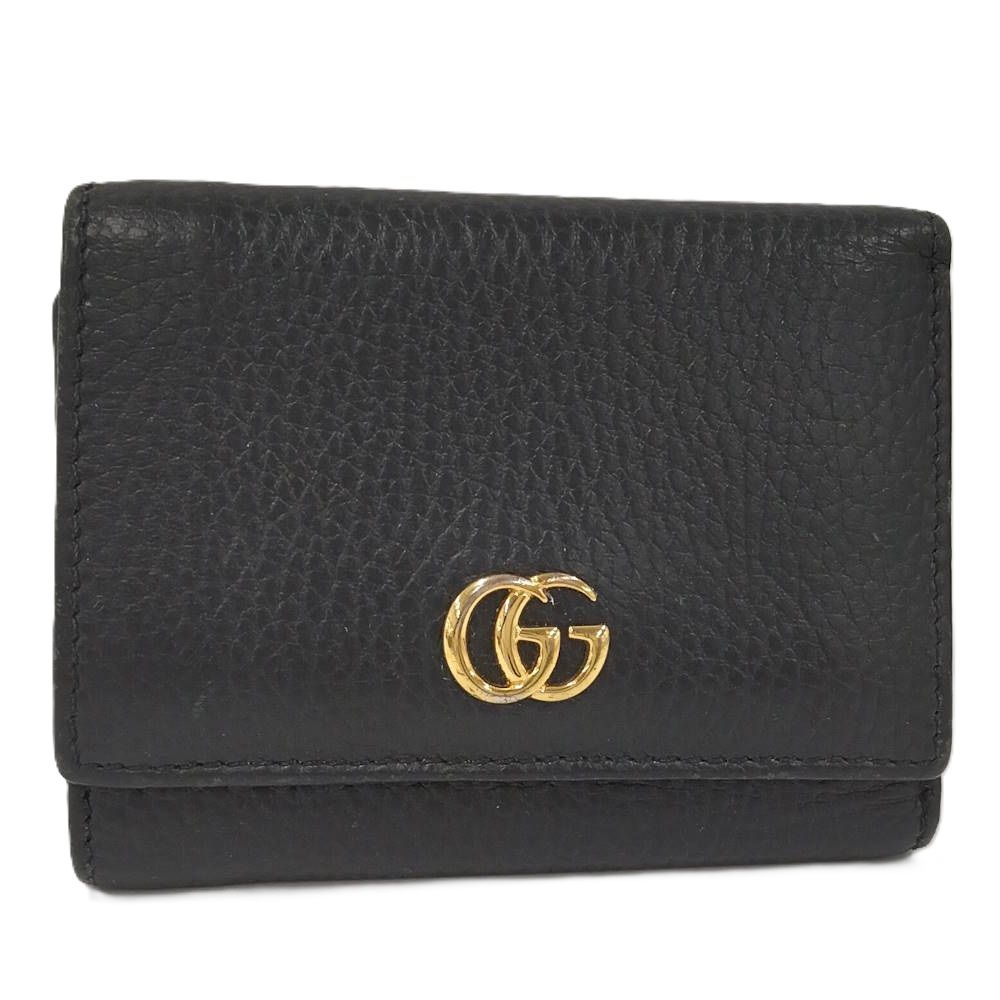 Gucci Trifold Wallet GG Marmont Leather Black